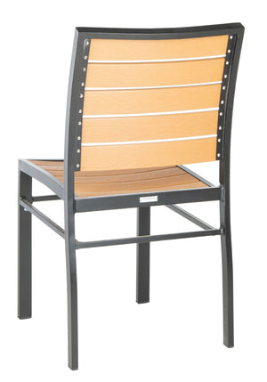 Safavieh KODA Stackable Outdoor Chair - Stylish Black Frame with Light Brown Wood Look for Patios & Decks PAT4031A-SET2