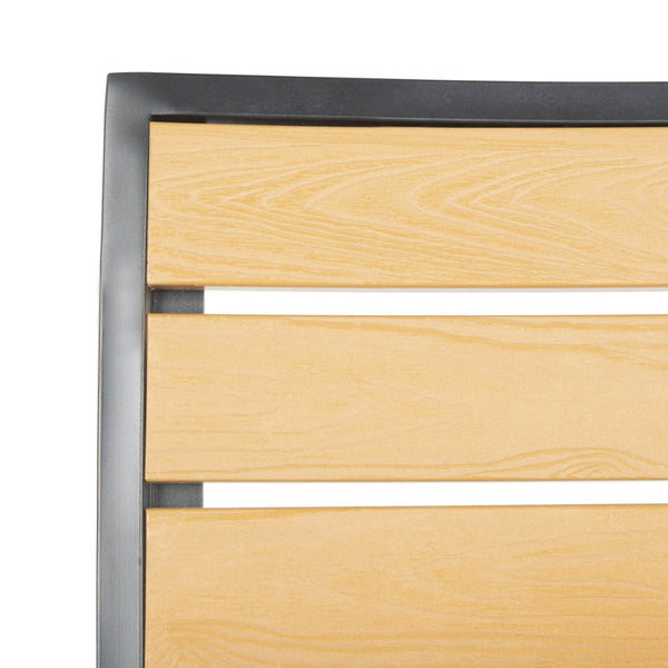 Safavieh KODA Stackable Outdoor Chair - Stylish Black Frame with Light Brown Wood Look for Patios & Decks PAT4031A-SET2