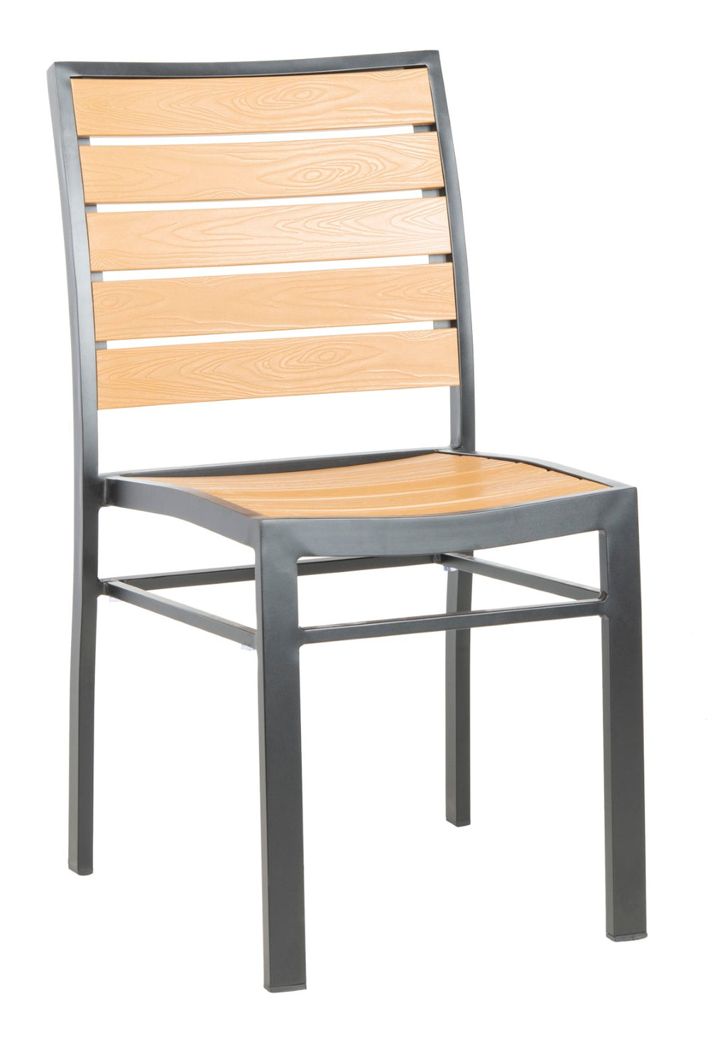 Safavieh KODA Stackable Outdoor Chair - Stylish Black Frame with Light Brown Wood Look for Patios & Decks PAT4031A-SET2