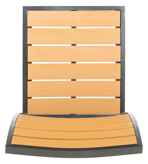 Safavieh KODA Stackable Outdoor Chair - Stylish Black Frame with Light Brown Wood Look for Patios & Decks PAT4031A-SET2