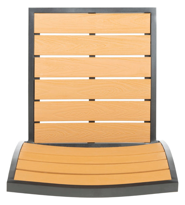 Safavieh KODA Stackable Outdoor Chair - Stylish Black Frame with Light Brown Wood Look for Patios & Decks PAT4031A-SET2