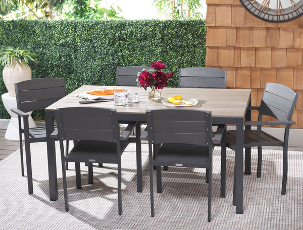 Safavieh BELDAN Outdoor Dining Table - Distressed Taupe with Grey Frame, Perfect for Casual Gatherings & Patios PAT4034A
