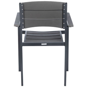 Safavieh GERHARDT Stackable Outdoor Chair in Neutral Grey - Stylish, Durable, and Space-Saving for Patios! PAT4032A-SET2
