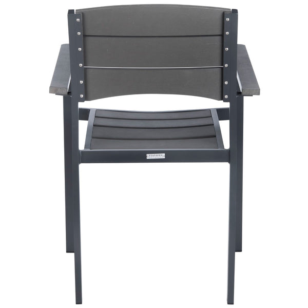 Safavieh GERHARDT Stackable Outdoor Chair in Neutral Grey - Stylish, Durable, and Space-Saving for Patios! PAT4032A-SET2