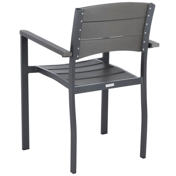 Safavieh GERHARDT Stackable Outdoor Chair in Neutral Grey - Stylish, Durable, and Space-Saving for Patios! PAT4032A-SET2