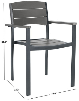 Safavieh GERHARDT Stackable Outdoor Chair in Neutral Grey - Stylish, Durable, and Space-Saving for Patios! PAT4032A-SET2
