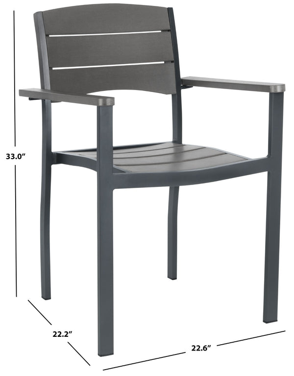 Safavieh GERHARDT Stackable Outdoor Chair in Neutral Grey - Stylish, Durable, and Space-Saving for Patios! PAT4032A-SET2