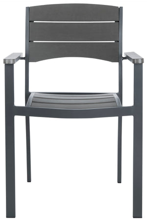 Safavieh GERHARDT Stackable Outdoor Chair in Neutral Grey - Stylish, Durable, and Space-Saving for Patios! PAT4032A-SET2