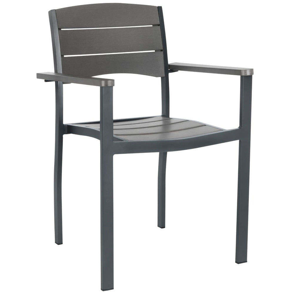 Safavieh GERHARDT Stackable Outdoor Chair in Neutral Grey - Stylish, Durable, and Space-Saving for Patios! PAT4032A-SET2