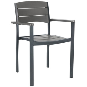 Safavieh GERHARDT Stackable Outdoor Chair in Neutral Grey - Stylish, Durable, and Space-Saving for Patios! PAT4032A-SET2