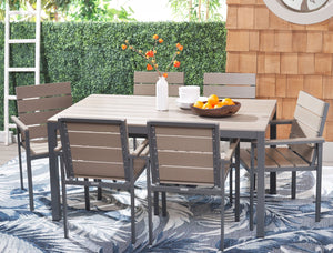 Safavieh BELDAN Outdoor Dining Table - Distressed Taupe with Grey Frame, Perfect for Casual Gatherings & Patios PAT4034A