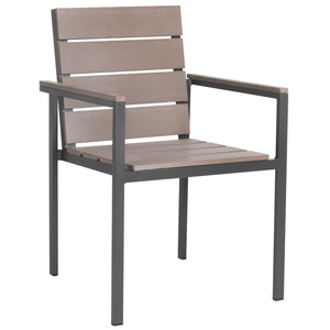 Safavieh BELDAN Stackable Outdoor Chair - Distressed Taupe Wood-Look, Durable Aluminum Frame for Easy Storage PAT4033A-SET2