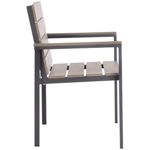 Safavieh BELDAN Stackable Outdoor Chair - Distressed Taupe Wood-Look, Durable Aluminum Frame for Easy Storage PAT4033A-SET2