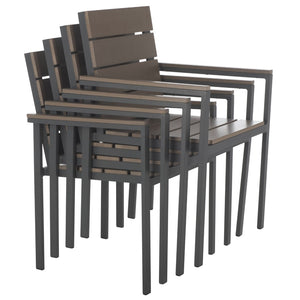 Safavieh BELDAN Stackable Outdoor Chair - Distressed Taupe Wood-Look, Durable Aluminum Frame for Easy Storage PAT4033A-SET2