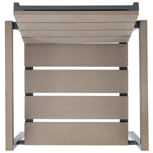 Safavieh BELDAN Stackable Outdoor Chair - Distressed Taupe Wood-Look, Durable Aluminum Frame for Easy Storage PAT4033A-SET2