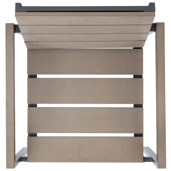Safavieh BELDAN Stackable Outdoor Chair - Distressed Taupe Wood-Look, Durable Aluminum Frame for Easy Storage PAT4033A-SET2