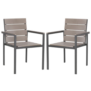 Safavieh BELDAN Stackable Outdoor Chair - Distressed Taupe Wood-Look, Durable Aluminum Frame for Easy Storage PAT4033A-SET2