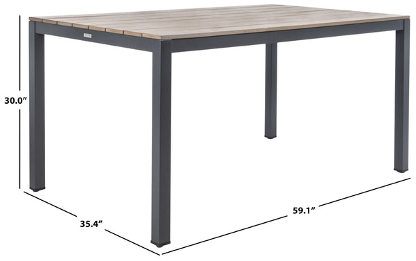 Safavieh BELDAN Outdoor Dining Table - Distressed Taupe with Grey Frame, Perfect for Casual Gatherings & Patios PAT4034A