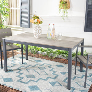 Safavieh BELDAN Outdoor Dining Table - Distressed Taupe with Grey Frame, Perfect for Casual Gatherings & Patios PAT4034A