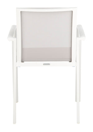 Safavieh NEGAN Stackable Patio Chair in Grey - Durable, Weather-Resistant, Modern Design for Outdoor Spaces PAT4035A-SET2