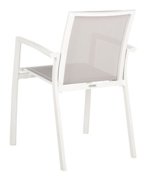 Safavieh NEGAN Stackable Patio Chair in Grey - Durable, Weather-Resistant, Modern Design for Outdoor Spaces PAT4035A-SET2