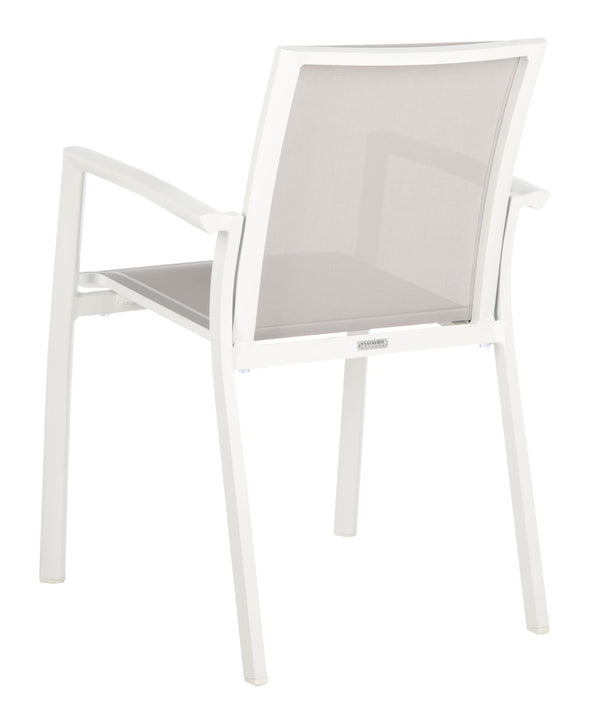 Safavieh NEGAN Stackable Patio Chair in Grey - Durable, Weather-Resistant, Modern Design for Outdoor Spaces PAT4035A-SET2