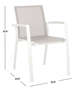 Safavieh NEGAN Stackable Patio Chair in Grey - Durable, Weather-Resistant, Modern Design for Outdoor Spaces PAT4035A-SET2