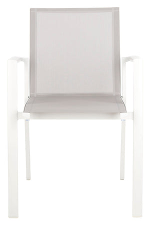 Safavieh NEGAN Stackable Patio Chair in Grey - Durable, Weather-Resistant, Modern Design for Outdoor Spaces PAT4035A-SET2