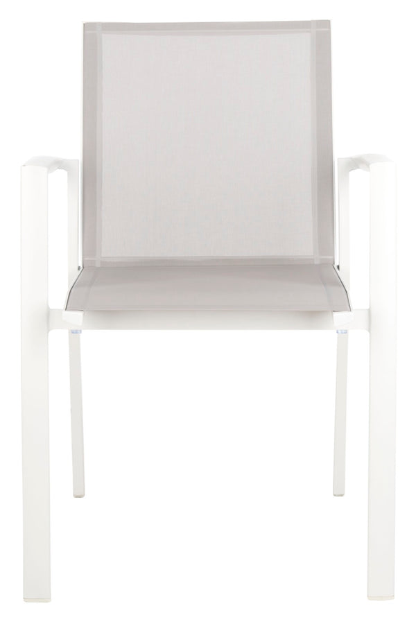 Safavieh NEGAN Stackable Patio Chair in Grey - Durable, Weather-Resistant, Modern Design for Outdoor Spaces PAT4035A-SET2