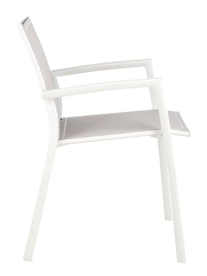Safavieh NEGAN Stackable Patio Chair in Grey - Durable, Weather-Resistant, Modern Design for Outdoor Spaces PAT4035A-SET2