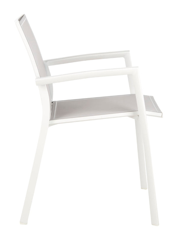 Safavieh NEGAN Stackable Patio Chair in Grey - Durable, Weather-Resistant, Modern Design for Outdoor Spaces PAT4035A-SET2