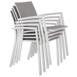 Safavieh NEGAN Stackable Patio Chair in Grey - Durable, Weather-Resistant, Modern Design for Outdoor Spaces PAT4035A-SET2