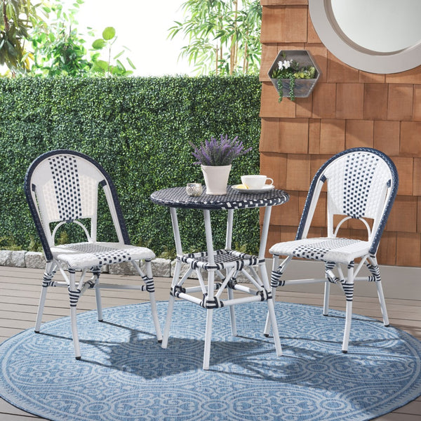 Safavieh CALIFORNIA Bistro Table - Coastal Charm & Durability for Small Outdoor Spaces, Perfect for Two! Navy / Navy PAT7536F