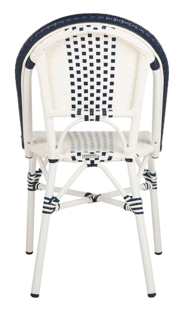 Safavieh ZOYA Navy and White Outdoor Chair - Lightweight Bistro Style, Weather-Resistant, Easy Maintenance PAT4037A-SET2