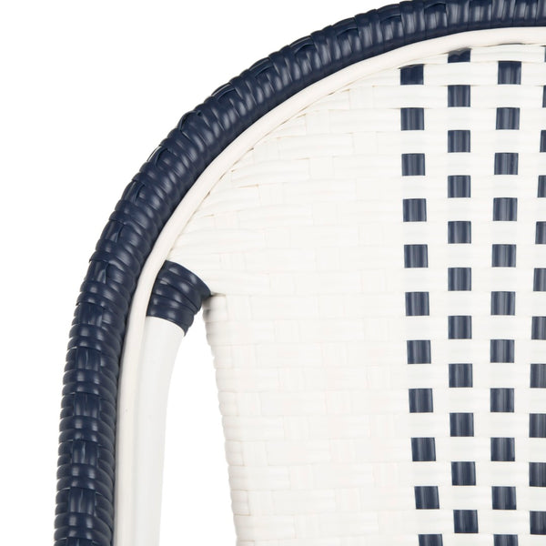 Safavieh ZOYA Navy and White Outdoor Chair - Lightweight Bistro Style, Weather-Resistant, Easy Maintenance PAT4037A-SET2