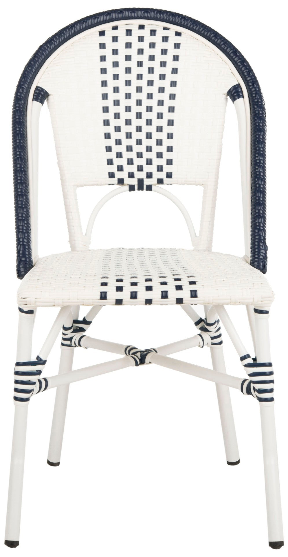 Safavieh ZOYA Navy and White Outdoor Chair - Lightweight Bistro Style, Weather-Resistant, Easy Maintenance PAT4037A-SET2