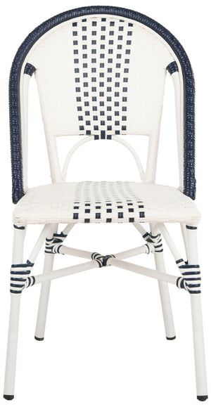 Safavieh ZOYA Navy and White Outdoor Chair - Lightweight Bistro Style, Weather-Resistant, Easy Maintenance PAT4037A-SET2