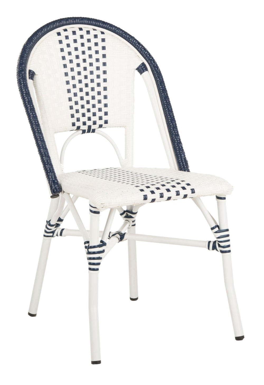 Safavieh ZOYA Navy and White Outdoor Chair - Lightweight Bistro Style, Weather-Resistant, Easy Maintenance PAT4037A-SET2