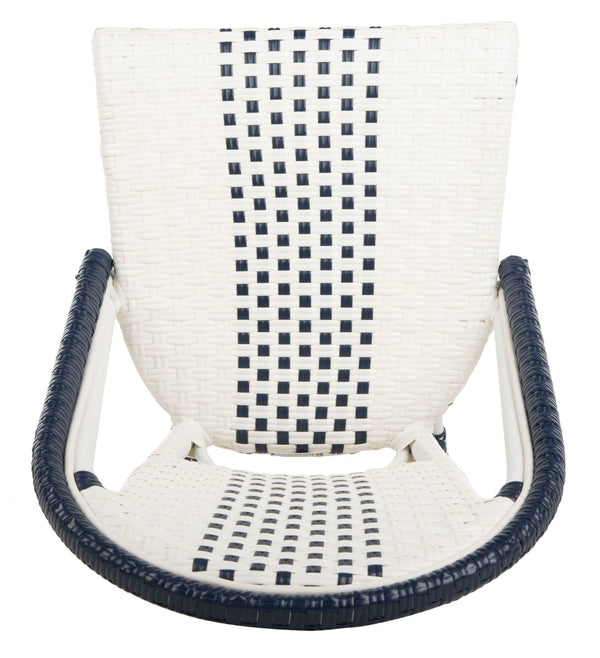 Safavieh ZOYA Navy and White Outdoor Chair - Lightweight Bistro Style, Weather-Resistant, Easy Maintenance PAT4037A-SET2