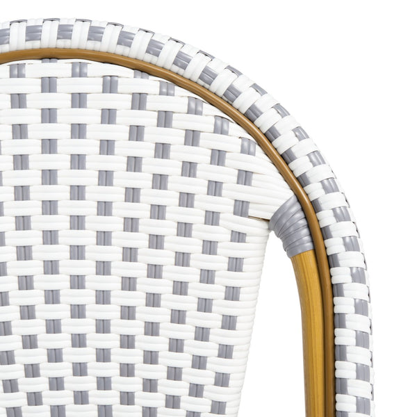 Safavieh ZAID Coastal-Inspired Bar Stool - Stylish Stackable Design for Outdoor Spaces, Patios & Decks Grey / White PAT4038B