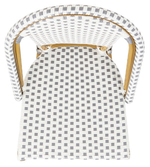 Safavieh ZAID Coastal-Inspired Bar Stool - Stylish Stackable Design for Outdoor Spaces, Patios & Decks Grey / White PAT4038B