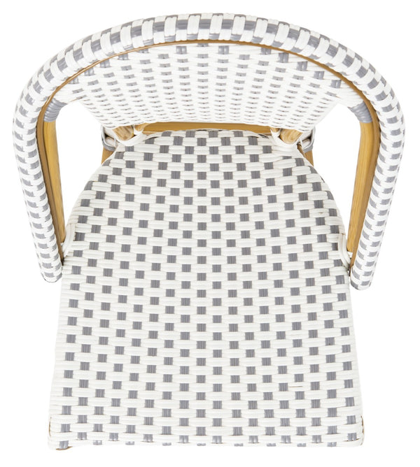 Safavieh ZAID Coastal-Inspired Bar Stool - Stylish Stackable Design for Outdoor Spaces, Patios & Decks Grey / White PAT4038B