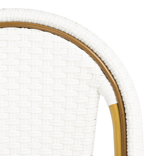 Safavieh ZAID Coastal-Inspired Bar Stool - Stylish Stackable Design for Outdoor Spaces, Patios & Decks White PAT4038C