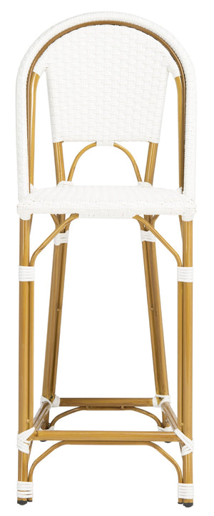 Safavieh ZAID Coastal-Inspired Bar Stool - Stylish Stackable Design for Outdoor Spaces, Patios & Decks White PAT4038C