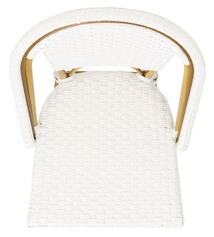 Safavieh ZAID Coastal-Inspired Bar Stool - Stylish Stackable Design for Outdoor Spaces, Patios & Decks White PAT4038C