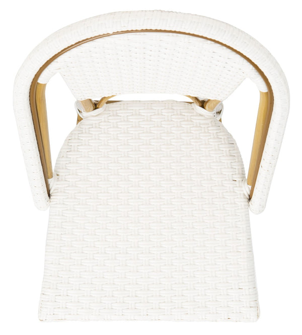 Safavieh ZAID Coastal-Inspired Bar Stool - Stylish Stackable Design for Outdoor Spaces, Patios & Decks White PAT4038C