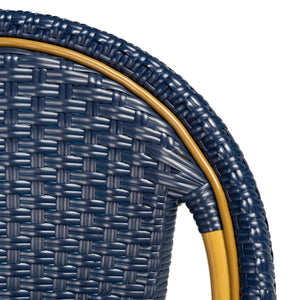 Safavieh ZAID Coastal-Inspired Bar Stool - Stylish Stackable Design for Outdoor Spaces, Patios & Decks Navy PAT4038D