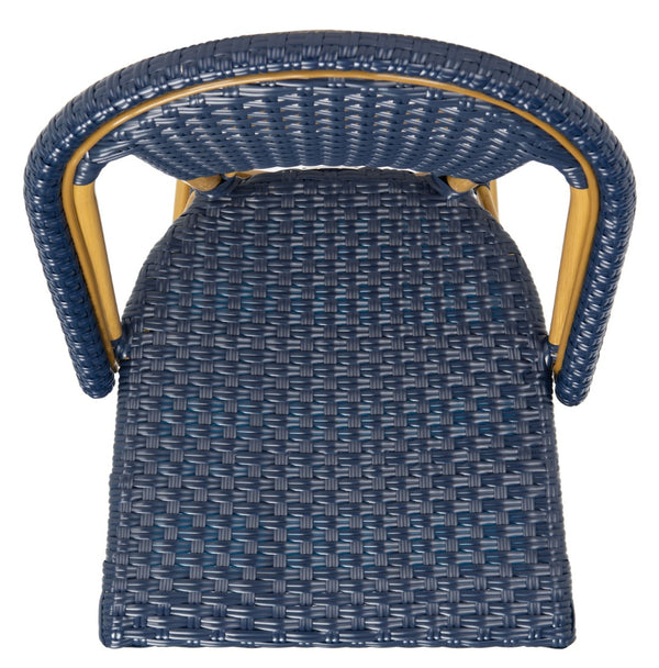 Safavieh ZAID Coastal-Inspired Bar Stool - Stylish Stackable Design for Outdoor Spaces, Patios & Decks Navy PAT4038D