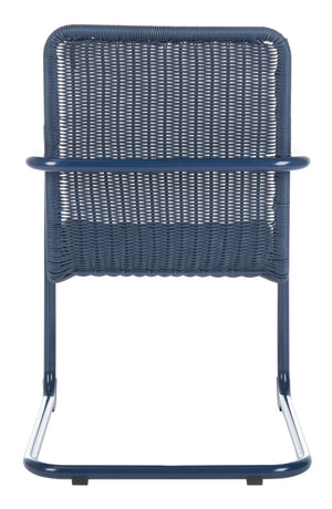Safavieh HUTTON Chair in Navy - Modern Outdoor Easy Chair with Vintage Charm for Stylish Patios & Decks PAT4040A-SET2