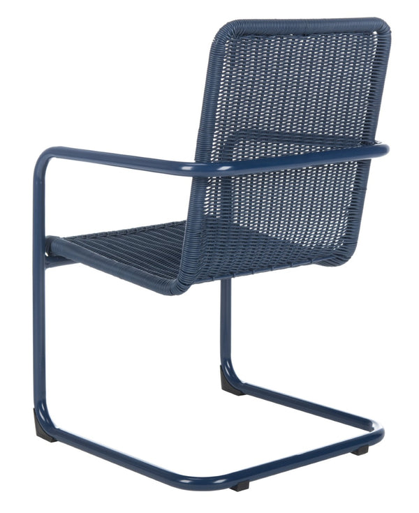 Safavieh HUTTON Chair in Navy - Modern Outdoor Easy Chair with Vintage Charm for Stylish Patios & Decks PAT4040A-SET2